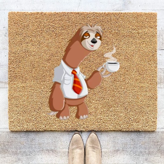 Smiling Sloth With Coffee Coir Doormats