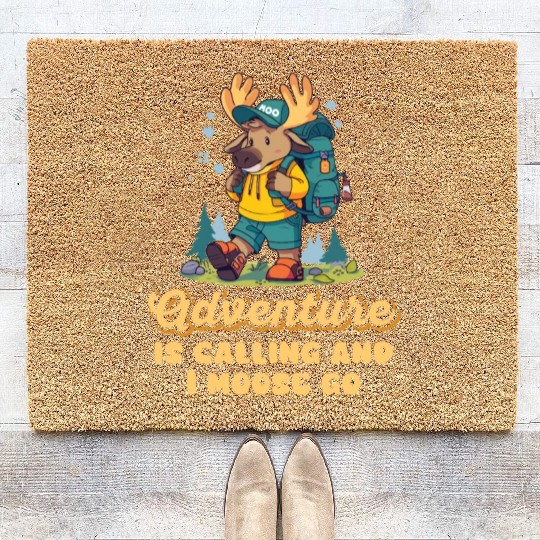 Adventure Is Calling Youth Cute Moose Coir Doormats