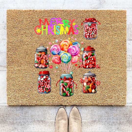 Merry Christmas Sweet Candy Canes Coir Doormats