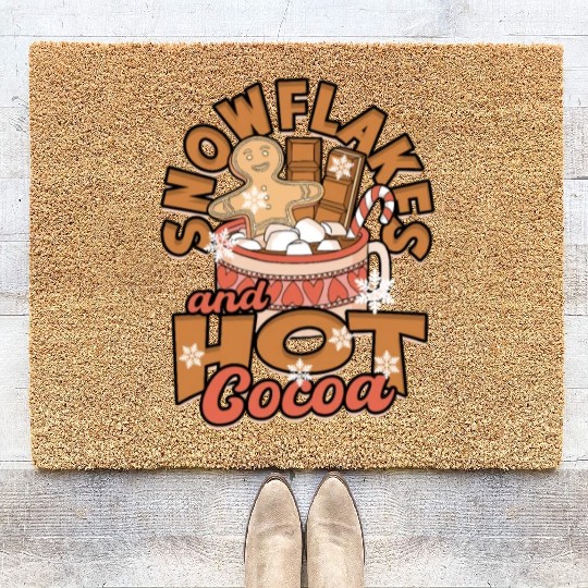Snowflakes and Hot Cocoa - Snow Coir Doormats