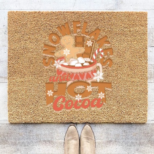 Snowflakes and Hot Cocoa - Snow Coir Doormats