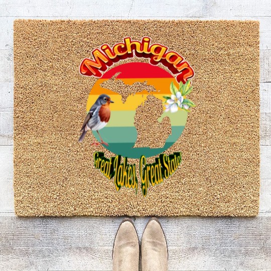 Michigan: Great Lakes, Great State! Coir Doormats