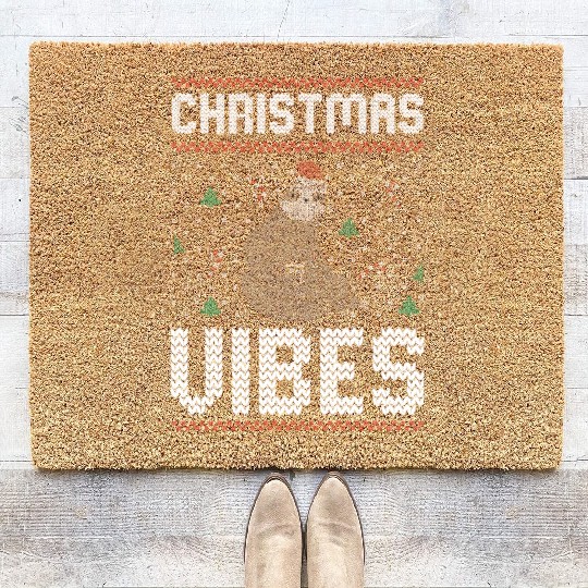 Sloth Christmas Vibes Ugly Sweater Coir Doormats