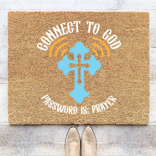 Connect to God I Love Jesus Believer Scripture Coir Doormats