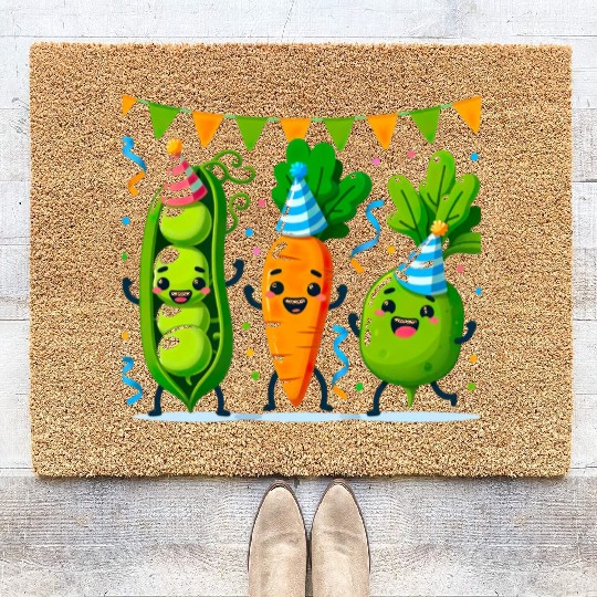 Festive Vegetable Party Fun for a Vegetable eater Coir Doormats