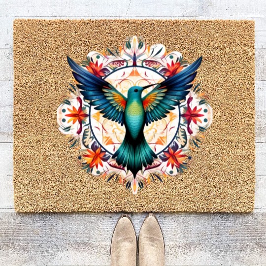 Hummingbird Mandala Art Coir Doormats