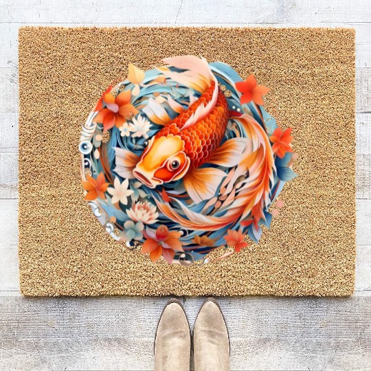 Koi Fish Mandala Art Coir Doormats