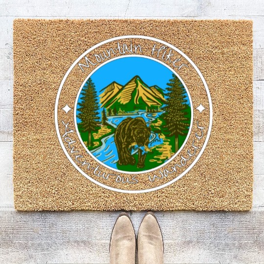 Mountain Hiker Bear Wilderness Coir Doormats