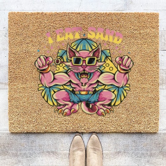 I Eat Sand and Muscular Cat Coir Doormats