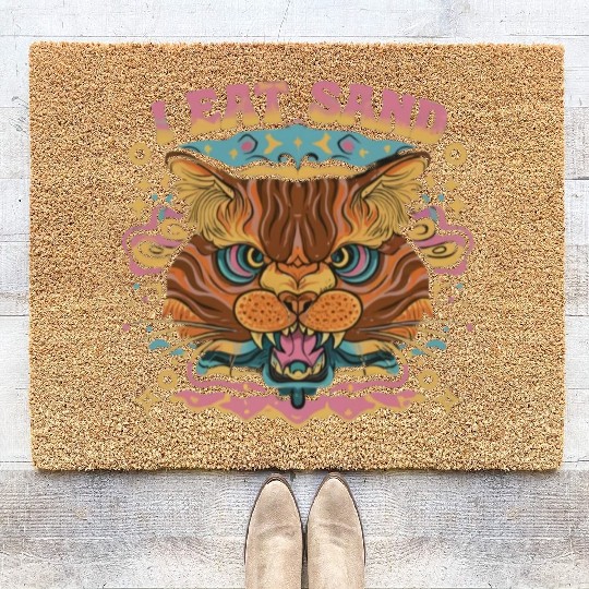 I Eat Sand and Ferocious Cat Coir Doormats