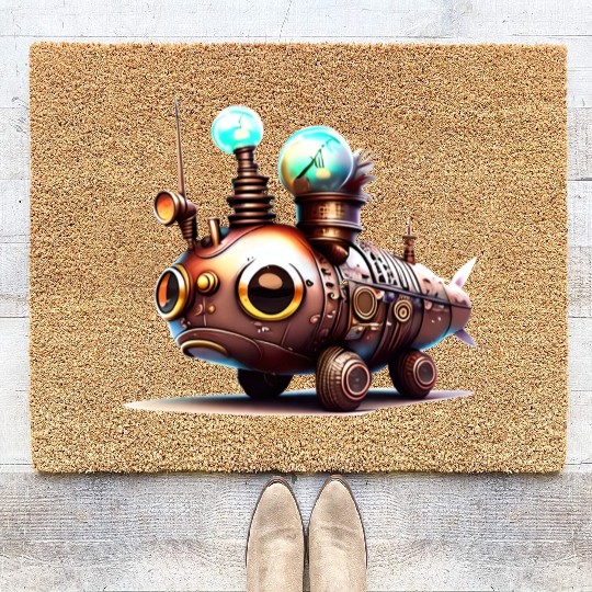 Steampunk Robot Fish Creature Coir Doormats