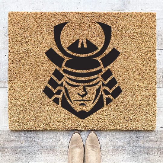 Samurai Helmet Logo Katana Swordsman Coir Doormats