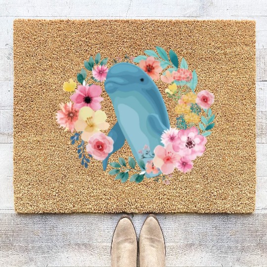 Dolphin Flower Floral Coir Doormats