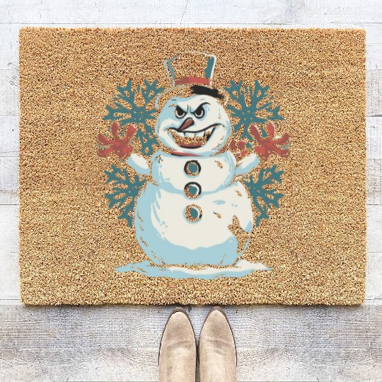 frosty snowman creepy Coir Doormats