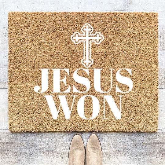 Religious Jesus Won Christian Jesus Holy Cross Coir Doormats