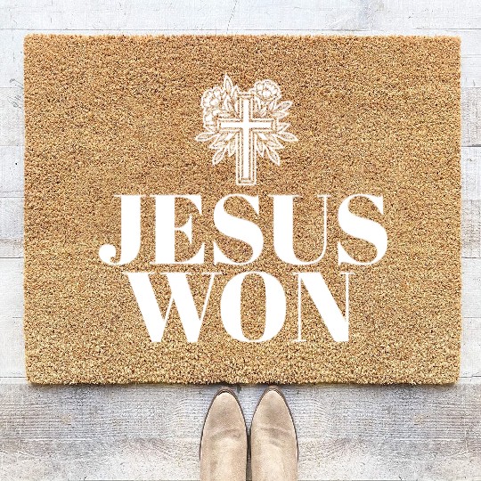Religious Jesus Won Christian Jesus Holy Cross Coir Doormats
