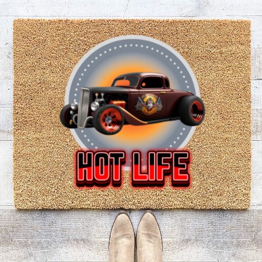 Hot Life Hot Rod Car Coir Doormats