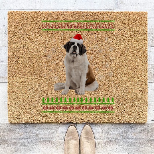 Ugly Saint Bernard Dog Merry Coir Doormats