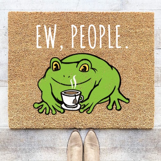 Ew People Cottagecore Frog With Tea Coir Doormats