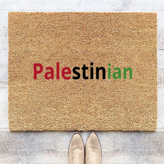 Free Palestine, red black and green, watermelon Coir Doormats