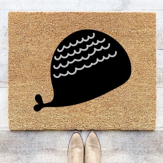 Lonely Black Whale In The Ocean Coir Doormats