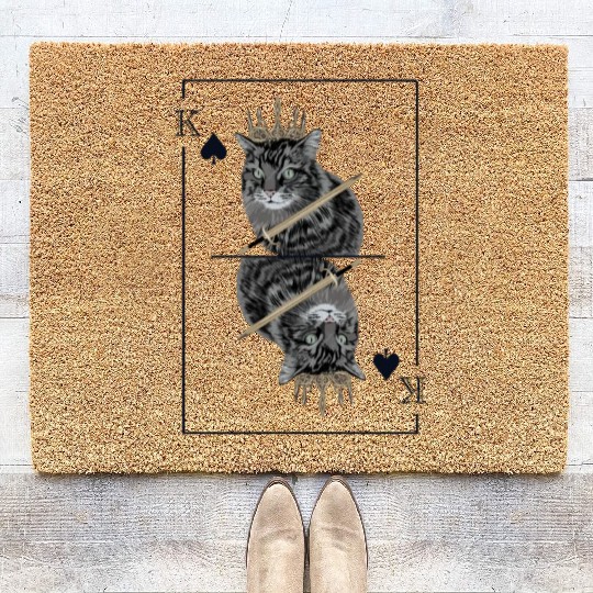 Cat Spades King Playing Card Cat Daddy Cat Mom Coir Doormats