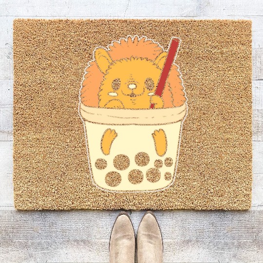 Boba Tea Hedgehog Pet Lover Gift Coir Doormats