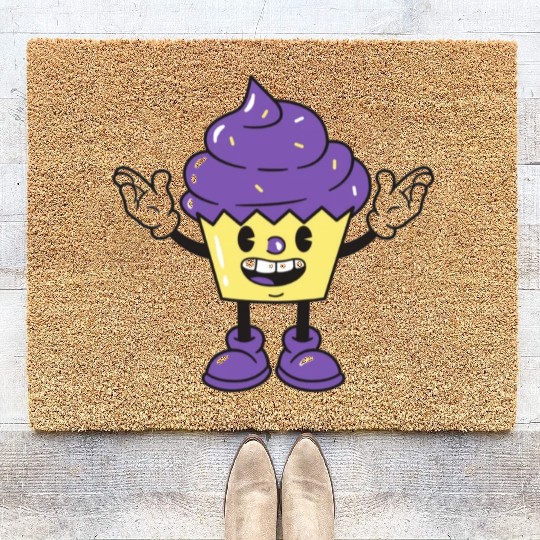 purple ice cream cup design Coir Doormats