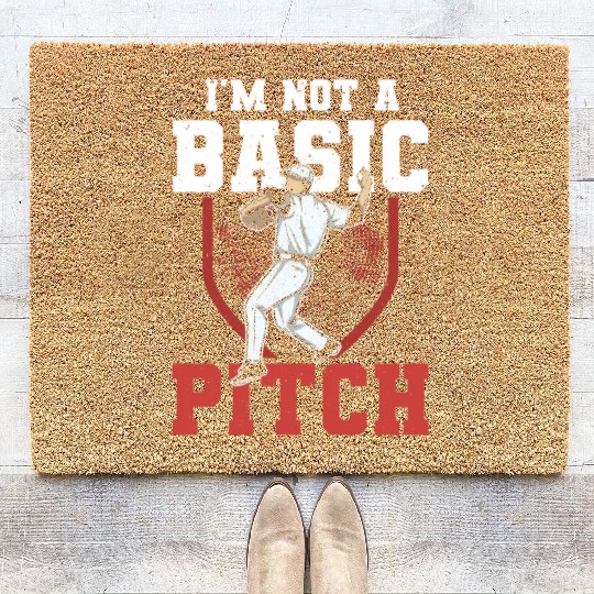 Funny Baseball Pitcher Coir Doormats