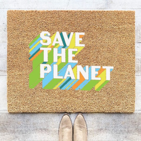 Happy Earth Day Save The Planet Coir Doormats