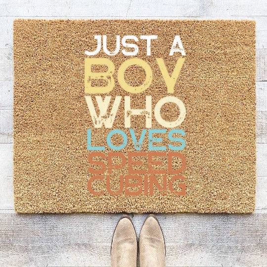 Just A Boy Who Loves Math & Speed Cubing Coir Doormats