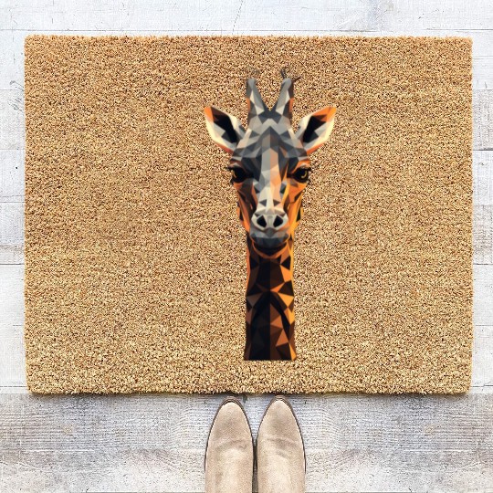 Geometric Style Giraffe Coir Doormats