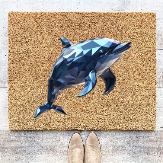 Geometric Style Dolphin Coir Doormats