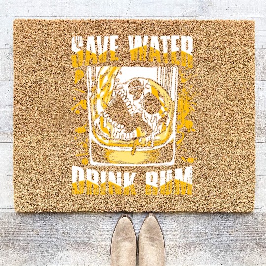 Save water drink rum | pub crawl drinking Coir Doormats