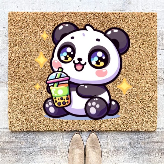 Panda Bubble Tea Boba Kawaii Coir Doormats
