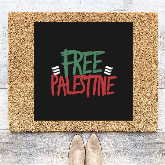 free free Palestine typography 2 Coir Doormats