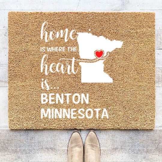 Benton County Minnesota Is Where My Heart Is Gift Coir Doormats