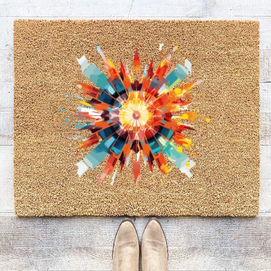 Glitching Mandala - Music production Coir Doormats