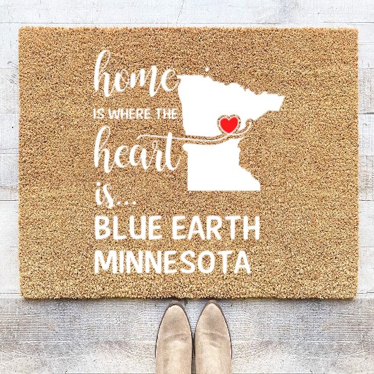 Blue Earth County Minnesota Is Where My Heart Is Coir Doormats