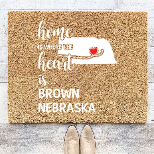 Brown County Nebraska Is Where My Heart Is Gift Coir Doormats