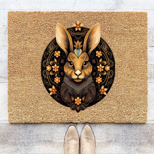 Easter Bunny Rabbit Mandala Arts Easter Day Coir Doormats
