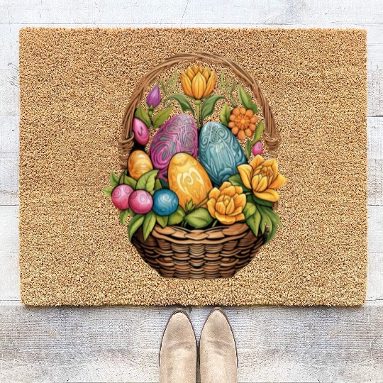 Easter Day Easter Egg Basket Mandala Art Egg Hunt Coir Doormats