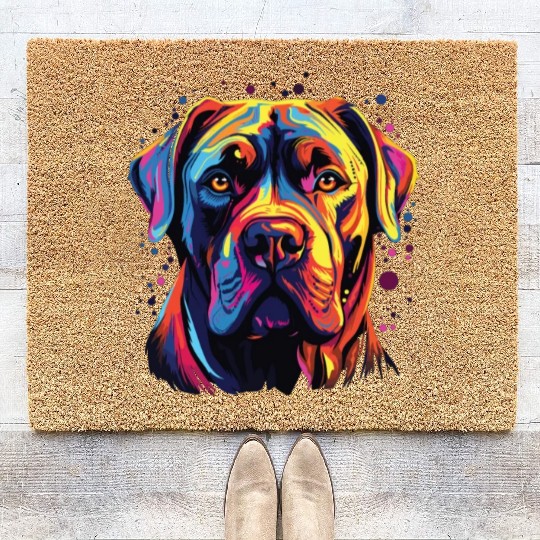 Watercolor Colorful Cane Corso Coir Doormats
