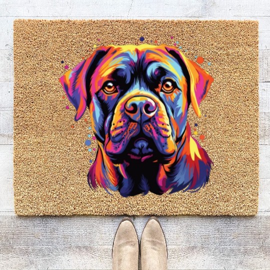 Watercolor Colorful Cane Corso Coir Doormats