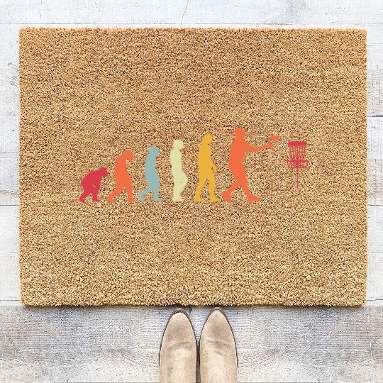 Disc Golf Evolution Of Man Golfing Funny Coir Doormats