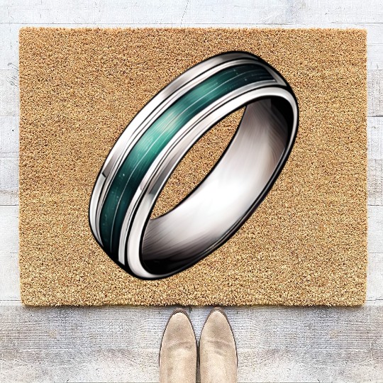 Silver Ring With Green Inlay Jewelry Coir Doormats