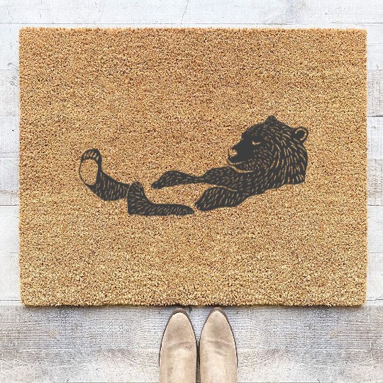bathing grey bear Coir Doormats