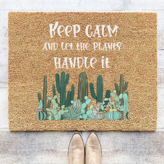 keep calm,funny plants Coir Doormats