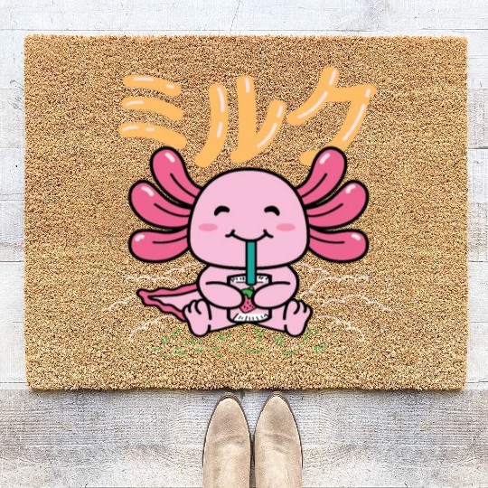 Axolotl Strawberry Sweet tooth Gift Coir Doormats