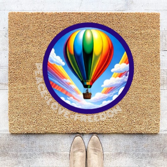 Peace Love Freedom Ballon Coir Doormats